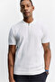 Men's Navy Blue Polo Collar Zippered Easy-Ironing Anti-Wrinkle Short Sleeve Regular Fit Sweater A62Y5007 - 7