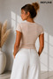 Women's Fitted Crew Neck Stretchy Soft Cotton Basic T-Shirt - 4
