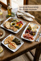 3 Piece Melamine Presentation Plate Set, Presentation Plate, Serving Plate - Patterned Unbreakable Serving Plate - White - 5