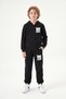 2-Piece Boys' Printed Zippered Hooded Double Pocket Tracksuit Set - 3