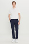 Men's Navy Blue Cotton Slim Fit Slim Fit Side Pocket Dobby Stretch Casual Trousers - 2