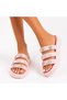 Women's Knitted Strap Thick Sole Daily Slippers with Gold Accessories - 3