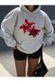 Women's Colorful Lily Flower Printed Hooded Sweatshirt