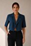 Linen Short Sleeve Crop Blazer Jacket
