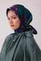 وشاح حرير تويل 100% بنمط أوبجي بلون أزرق داكن 4409-80 - 2