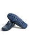 Blue Toledo Blue Color Laceless Genuine Leather Men's Shoes - 3