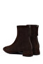 Women's Brown Zippered Short Thick Heeled Suede Leather Boots Af160003Ds - 7
