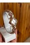Women's Flower Model Stone Wristwatch Rose Gold Pink Stone Detailed Stylish Elegant Watch - 2