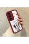 Samsung Galaxy S23 Compatible Case Camera Protector Minnie Pattern Burgundy Lover Couple Silicone Phone Case - 2