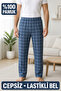 Single 100% Cotton Plaid Patterned Men's Pajama Bottoms Turquoise
