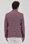 Gonca Plaid Men's Burgundy Mono Collar Slim Fit Blazer Jacket - 8