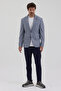 Sanabri Men's Navy Blue-Grey Polyviscon Fabric Slim Fit Mono Collar Sports Blazer Jacket - 4