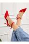 Red Lace (Vusuel) Women's Stiletto with Embroidered Back Strap Detail - 4