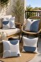Blue Lines Patterned 4-Piece Throw Pillow Cover Set - 2