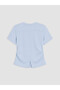 Vizyon New Season Blue Crew Neck Drawstring Women's T-Shirt - 6