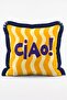 Retro Text and Heart Figured Wavy Striped 4-Piece Fringed Throw Pillow Cover Set - 3