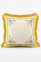 Limoncello Bottle and Lemon Flower Patterned Striped 4-Piece Fringed Throw Pillow Cover Set - 4