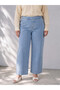 Lcw Petite Blue Elastic Waist Wideleg Women's Jean Trousers - 4