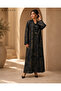 Luxury Black & Gold Floral Jacquard Abaya with Elegant Gold Clasps