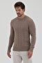 Pales Men's Mink Hair Braided 100% Cotton Crew Neck Sweater - 5