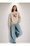 Women's Sweet Love Fruit Graphic Printed Comfortable Fit Crew Neck Beige Sweatshirt - 2