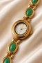 Vinos Vintage Kadın Kol Saati – Gold Green Stone Detailed Minimal Elegant Classic Women's Watch - 6