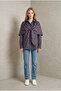 Women's Navy Blue Plaid Shawl Design Shirt Yy101376 - 6