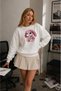 Women's Coffee Rabbit Graphic Printed Comfortable Fit Crew Neck White Sweatshirt