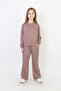 Girl's Stone Decorated+Double Face Fabric Top and Bottom Set 12758Blt - 2