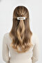Patterned White Rectangular Hair Clip Set 2 Pieces Women's Accessory - 2