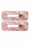 Marble Patterned Light Pink Rectangular Clip Hairpin Set 2 Pieces