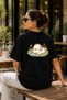 Cute Duck Printed Oversize Unisex T-Shirt with Premium Headphones, 100% Cotton Black T-Shirt - 2