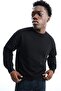 Men's Regular Long Sleeve Black Basic Sweatshirt - 6