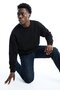 Men's Regular Long Sleeve Black Basic Sweatshirt - 3