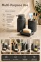 Lines Series Gray Bathroom Set, 3 Piece Oval Acrylic Soap Dish Brush Holder and Liquid Soap Dispenser Set - 3319 - 15