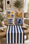 5-Piece Cushion Set with Blue and White Runner for Modern Living Room and Garden - 2