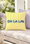 Oh La La Yellow Striped Text Printed Decorative Throw Pillow Cover Summer Decor 43X43 cm - 6