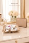 Makeup Bag Organizer with Multiple Compartments – Transparent Interior, Modern and Stylish Design, Mink Color Faux Leather - 6