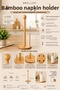 Bamboo Giant Towel Napkin Holder with Round Knob Design