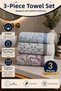 3 Pieces of Jacquard Cotton Hand and Face Towels Gray Burgundy Blue - 4