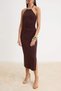 Brown Bodycone/Body-Hugging Midi Knitted Party Event Dress with Gold Accessories Tprss26El00300 - 3