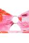 Pink Floral Patterned Large Size Bikini Top with Window Detail Tbbss26Ct00011 - 5