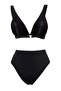Black Triangle Covered High Waist Regular Bikini Set with Cast Accessories Tbess26Bt00090 - 5