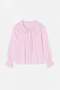 Pink Guipure Baby Collar Ribbed Chest Elastic Sleeves Comfortable Fit Short Shirt Tdrss26Go00104 - 5