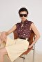 Multicolor Polka Dot Fitted Keyhole Neckline Stretchy Knitted Blouse Twoss26Bz00849