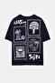 Navy Blue Unisex Oversize/Wide Cut Printed 100% Cotton T-Shirt Tmnss25Ts00031 - 5