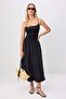Siyah Gipe Detaylı Maxi Dokuma Elbise TWOSS26EL00532