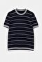Lacivert Regular/Normal Kesim Çizgili Triko T-Shirt TMNSS26TS00021 - 10