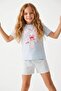 Blue 100% Cotton Regular Crew Neck Girls Pajamas Set Tkdss26Pt00029 - 3