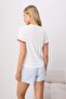 White-Blue Plaid Heart Stripe Detailed Knitted Pajama Set Thmss26Pt00268 - 4